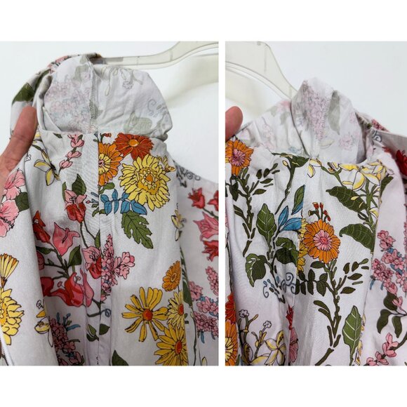 Coco Shop Short Sleeve Maxi Dress Multi Floral Print Cotton Rainbow Colorful M - Picture 16 of 16